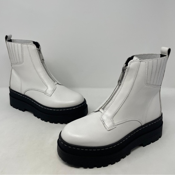 Marc Fisher Prisco Lug Sole Platform Boot Leather Cream Ivory White - NWT - Picture 11 of 13